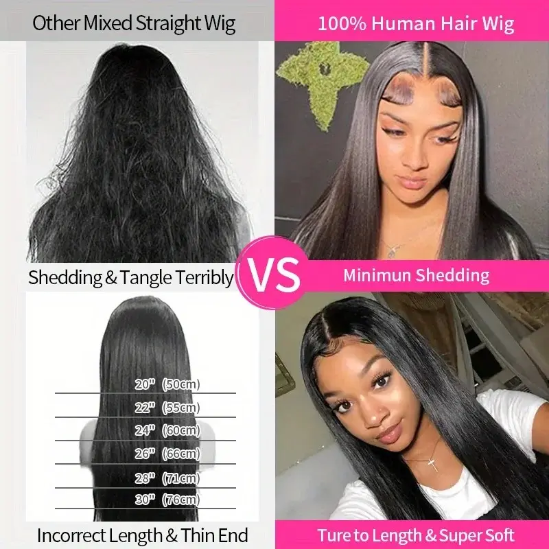 30 inch Straight Glueless Wigs 100% Human Hair Quality Ready To Wear And Go  Pre Cut Hd Lace Preplucked For Women On Clearance