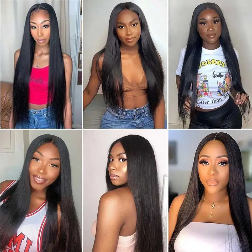 30 inch Straight Glueless Wigs 100% Human Hair Quality Ready To Wear And Go  Pre Cut Hd Lace Preplucked For Women On Clearance