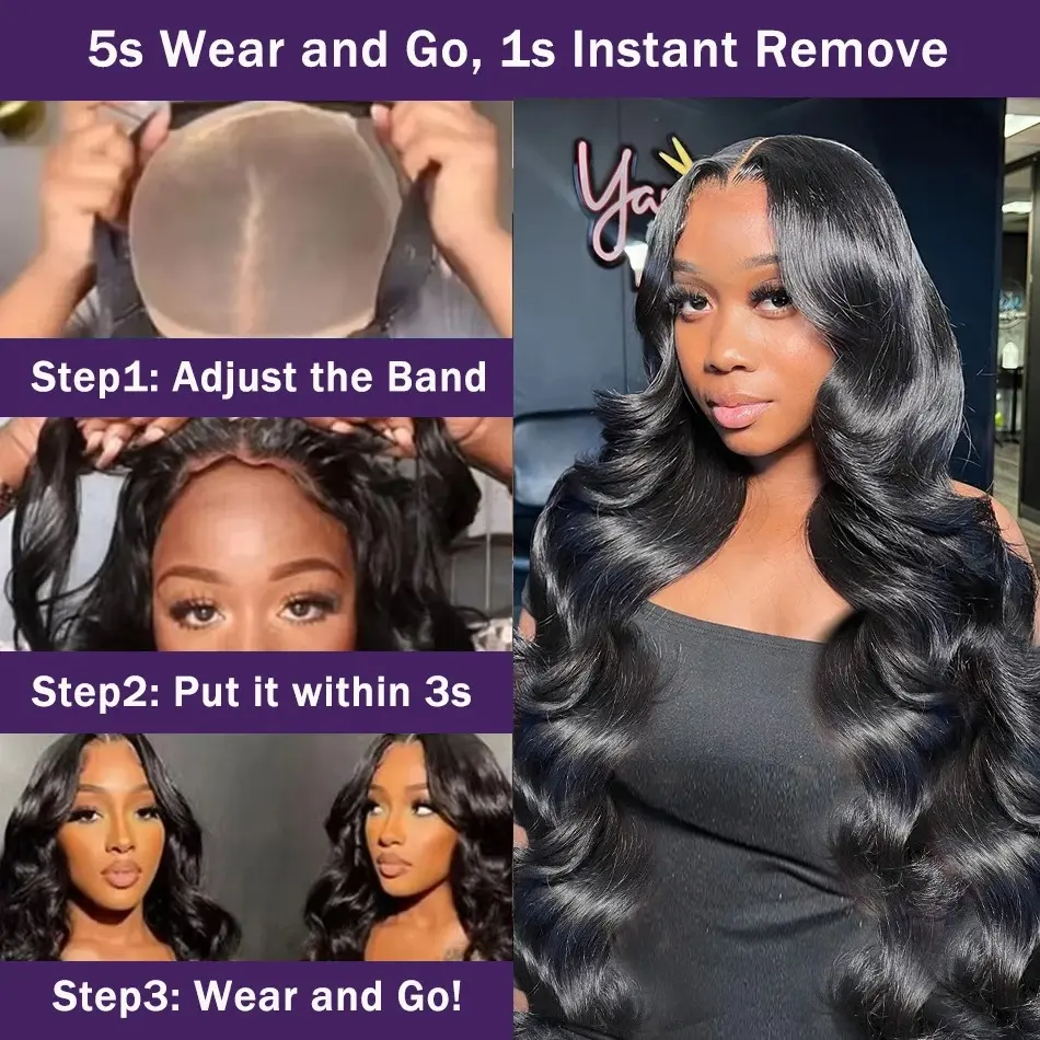 5x5 Wear and Go Glueless Wigs Human Hair 180% Density Body Wave Lace Front Wigs Human Hair Pre Cut 5x5 HD Lace Closure Wigs