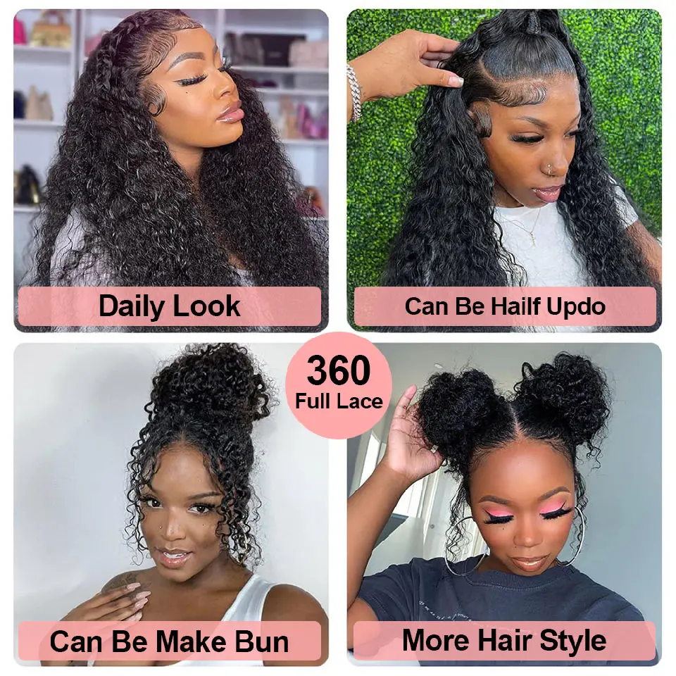 360 Curly Human Hair Wigs Deep Wave 13x6 Hd Lace Front Human Hair Wig  Pre Plucked Lace Wig 13x4 Water Wave Lace Frontal Wigs