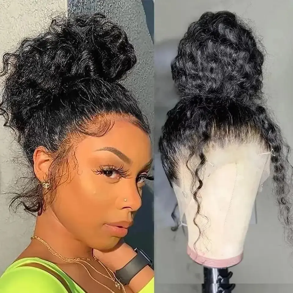 250 Density Water Wave 360 Curly Human Hair Wigs 30 Inch Glueless Wig Deep Curly Wave Frontal Wig For Women On Sale