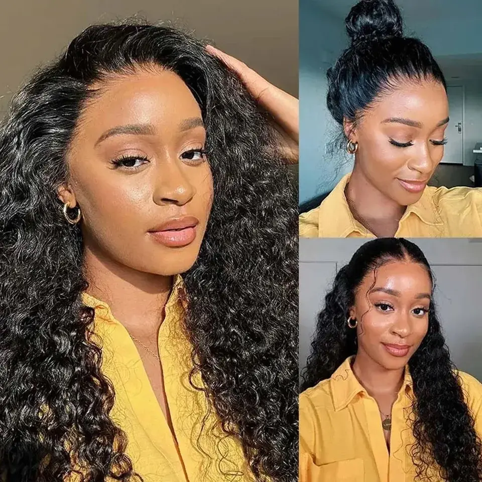 250 Density Water Wave 360 Curly Human Hair Wigs 30 Inch Glueless Wig Deep Curly Wave Frontal Wig For Women On Sale