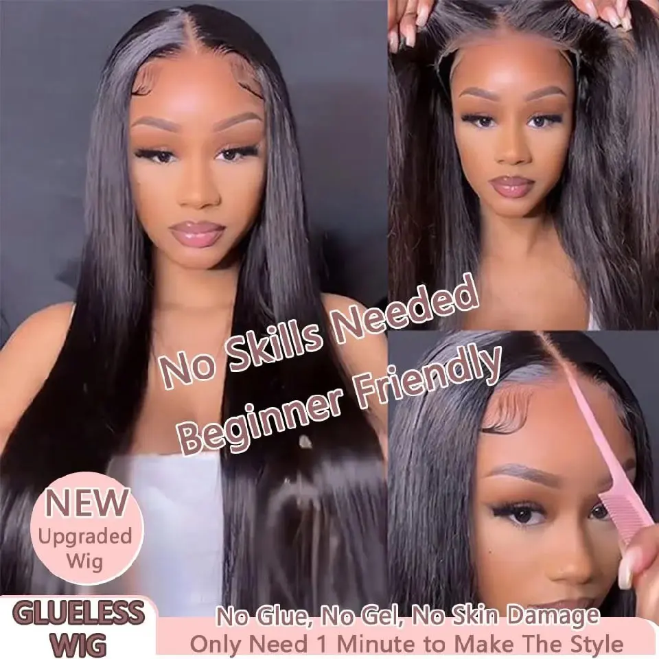 Wear and Go Glueless Wig Human Hair Pre Cut Ready to Wear 5x5 9x6 Lace Front Closure Wig Straight Glueless Wig Human Hair