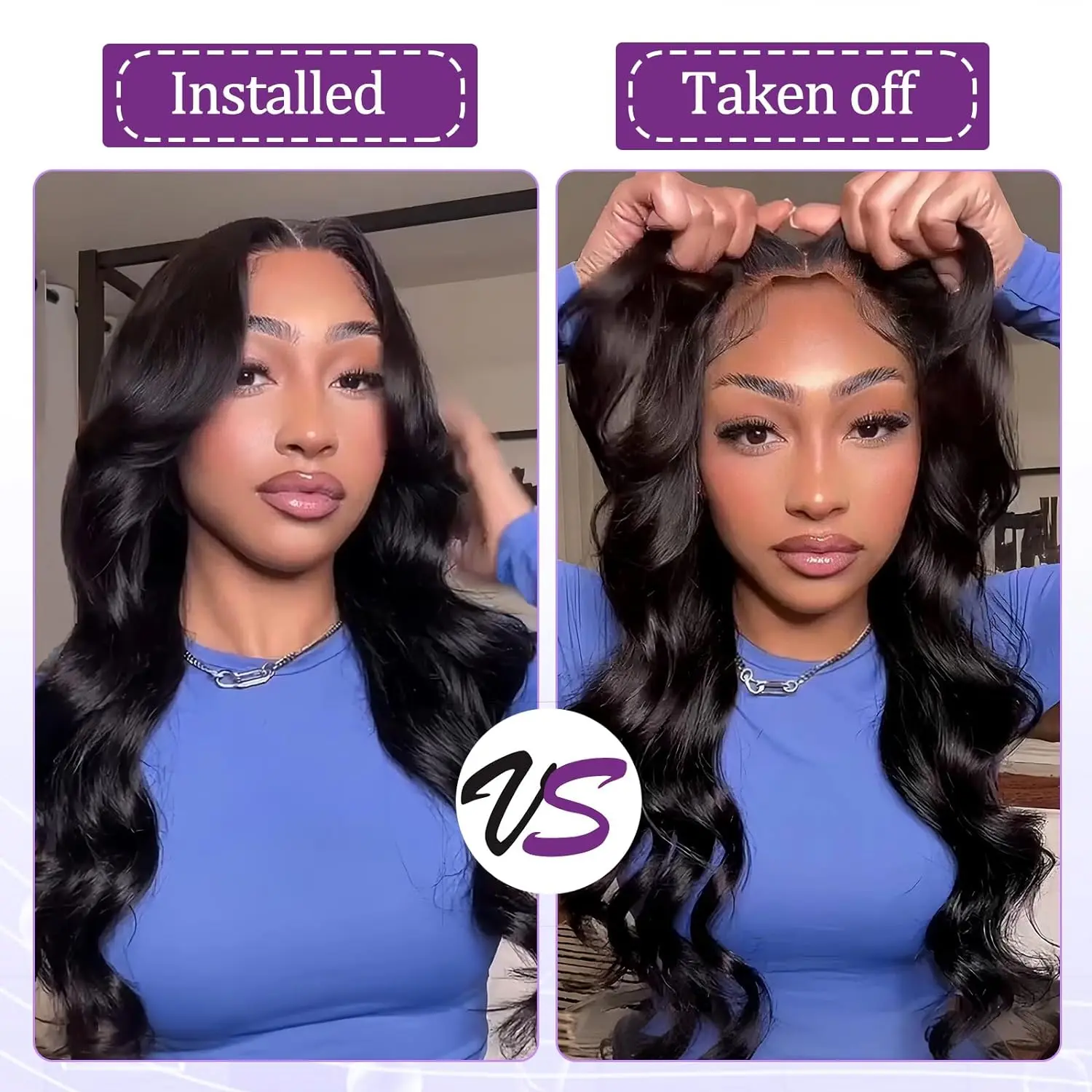 250% Density 5x5 Wear and Go Glueless Wigs Human Hair Body Wave Lace Front Wigs Human Hair Pre Cut 360 Full Lace Wig Pre Plucked