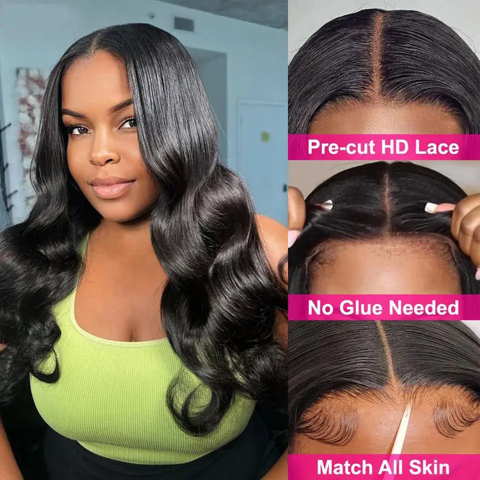 250% Density 5x5 Wear and Go Glueless Wigs Human Hair Body Wave Lace Front Wigs Human Hair Pre Cut 360 Full Lace Wig Pre Plucked