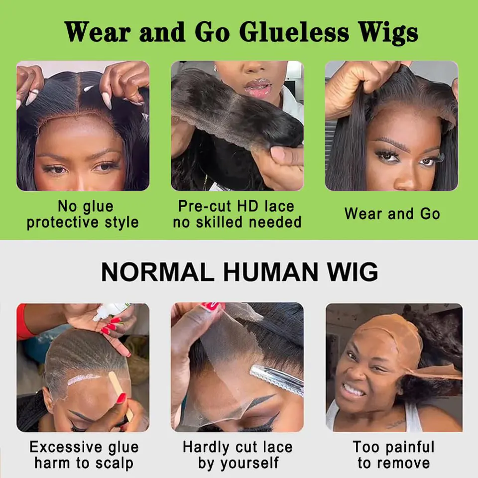 250% Density 5x5 Wear and Go Glueless Wigs Human Hair Body Wave Lace Front Wigs Human Hair Pre Cut 360 Full Lace Wig Pre Plucked