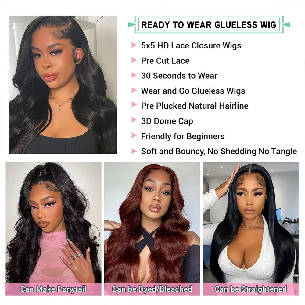 Glueless Wig Human Hair Ready to Wear 5x5 Hd Lace Frontal Wig 360 13x6 13x4  Hd Lace Frontal Body Wave Human Hair Wigs for Women
