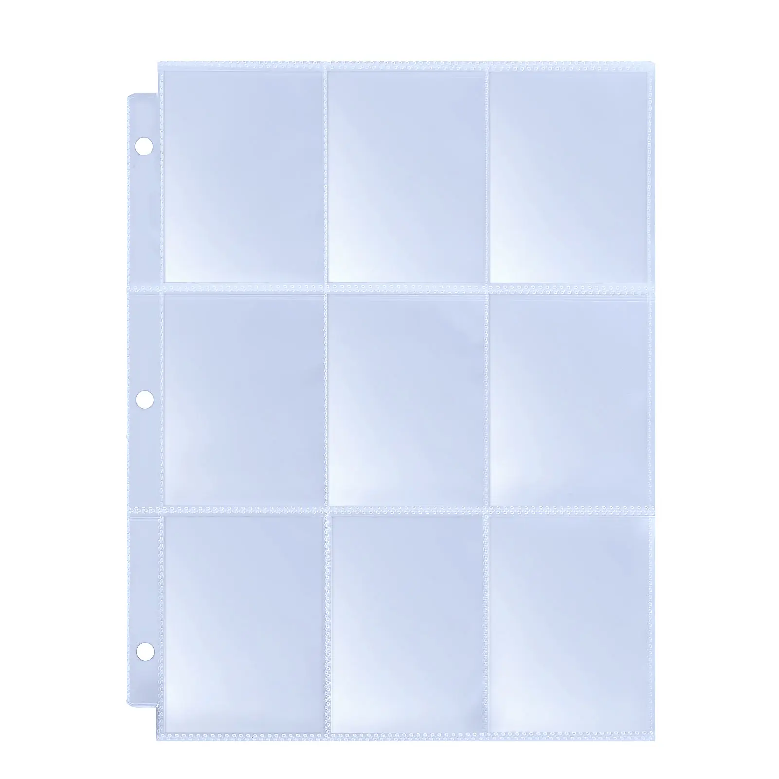 9-Card Protector Sleeves Pocket Gaming Trading Card Album Pages Binder Sheets for Stickers Stamps Card Page Storage