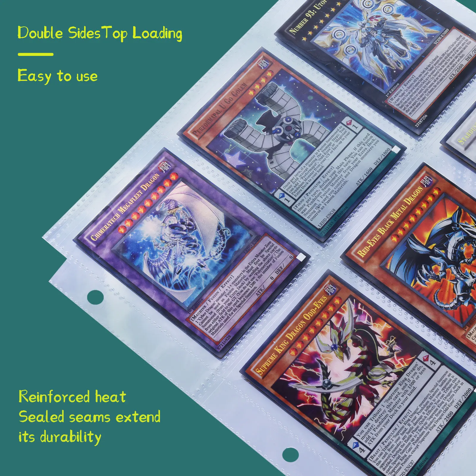9-Card Protector Sleeves Pocket Gaming Trading Card Album Pages Binder Sheets for Stickers Stamps Card Page Storage