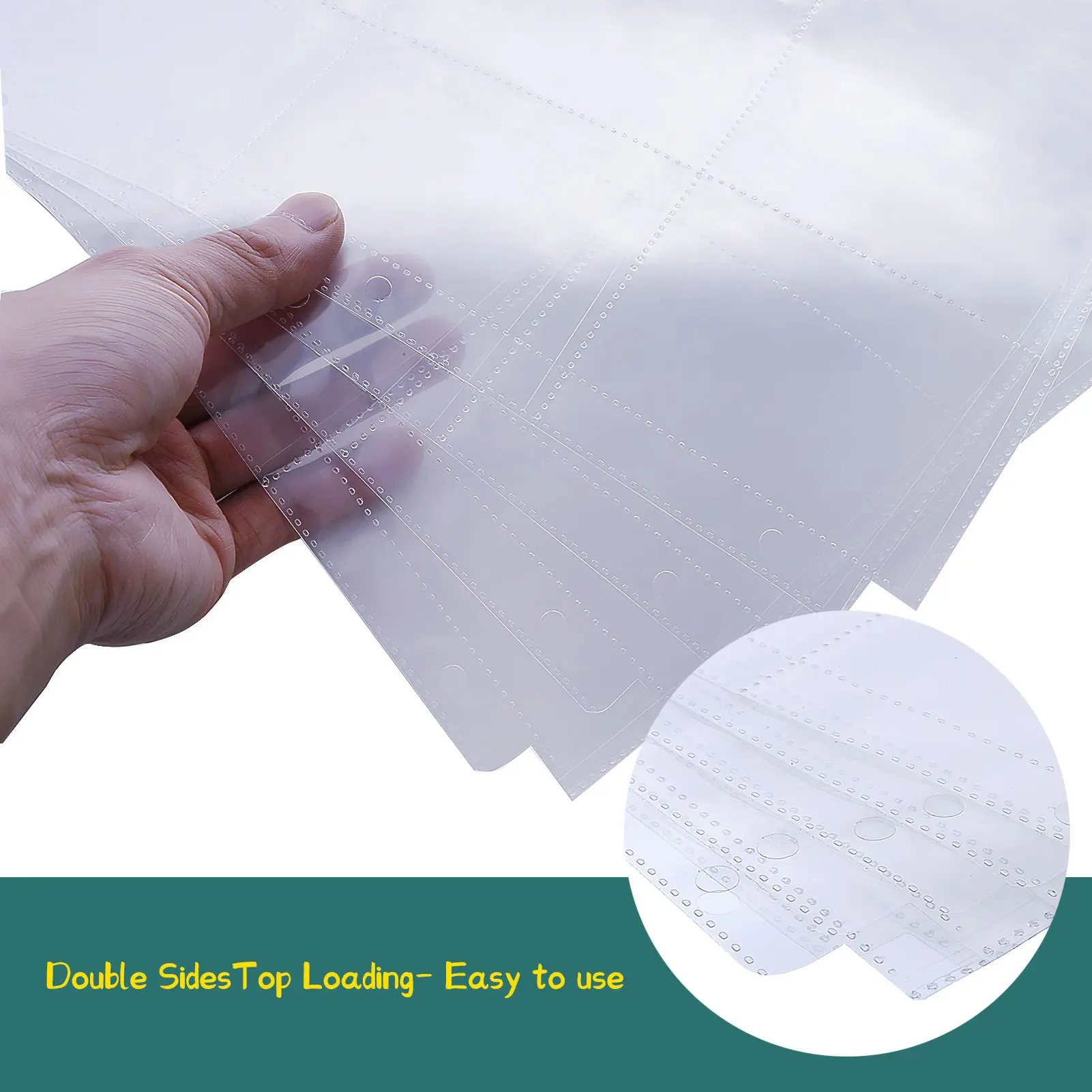 9-Card Protector Sleeves Pocket Gaming Trading Card Album Pages Binder Sheets for Stickers Stamps Card Page Storage