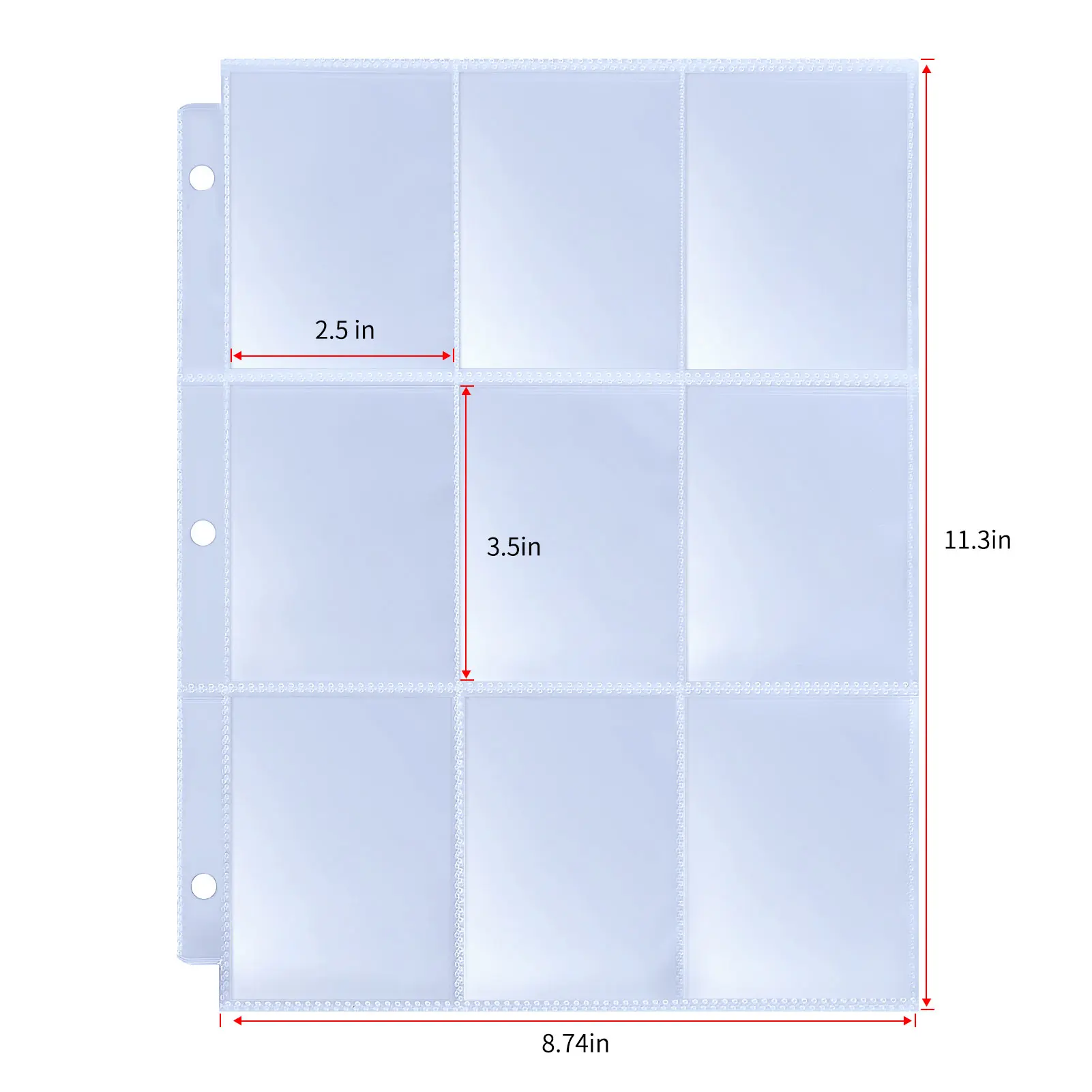 9-Card Protector Sleeves Pocket Gaming Trading Card Album Pages Binder Sheets for Stickers Stamps Card Page Storage