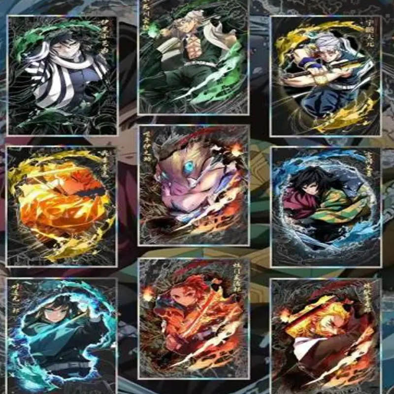 100Pcs/Demon Slayer A5 Acrylic Mirror Large Card Wholesale New Process Anime Character Collection Card Hobbies Gift