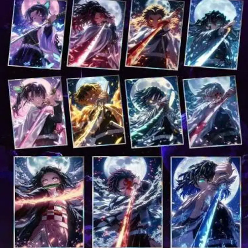 100Pcs/Demon Slayer A5 Acrylic Mirror Large Card Wholesale New Process Anime Character Collection Card Hobbies Gift