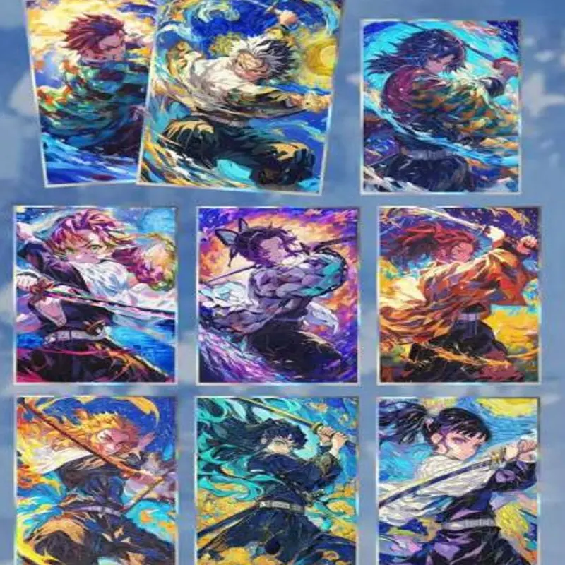 100Pcs/Demon Slayer A5 Acrylic Mirror Large Card Wholesale New Process Anime Character Collection Card Hobbies Gift