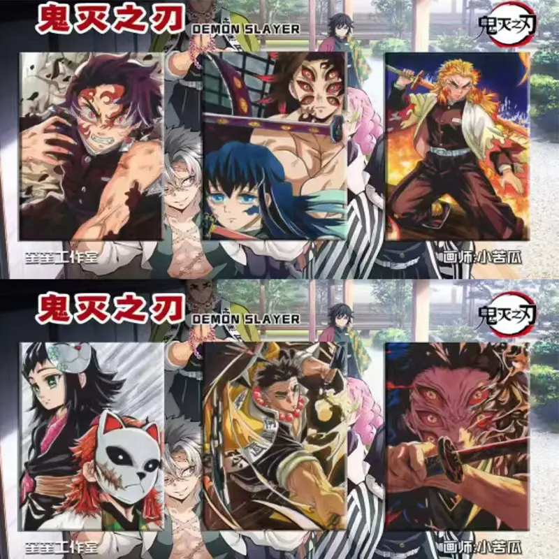 New Demon Slayer Fully Hand-painted Cards In 6.3×8.8cm Wholesale Full Sets Anime Character Collection Card Hobbies Gift