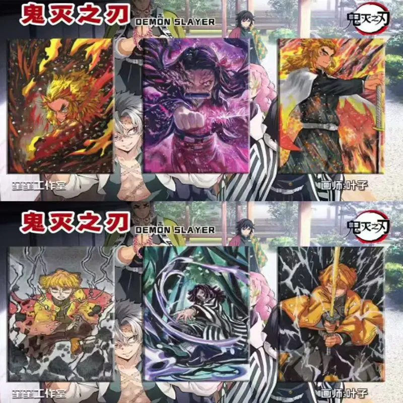 New Demon Slayer Fully Hand-painted Cards In 6.3×8.8cm Wholesale Full Sets Anime Character Collection Card Hobbies Gift