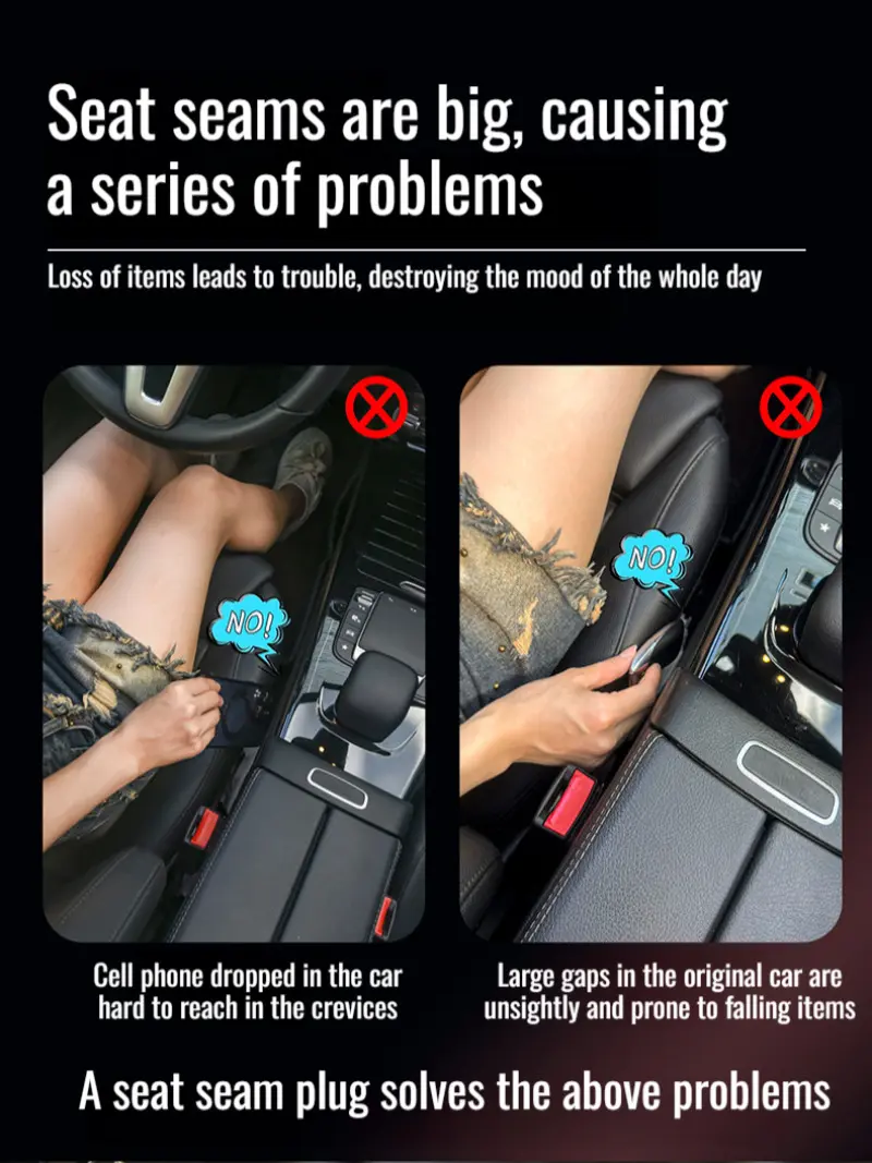 Car Seat Seam Organizer Large Capacity Leakproof Seam Organizer  1 Pair Universal Car Seat Gap Plug Strip Side Seam Car Gap l