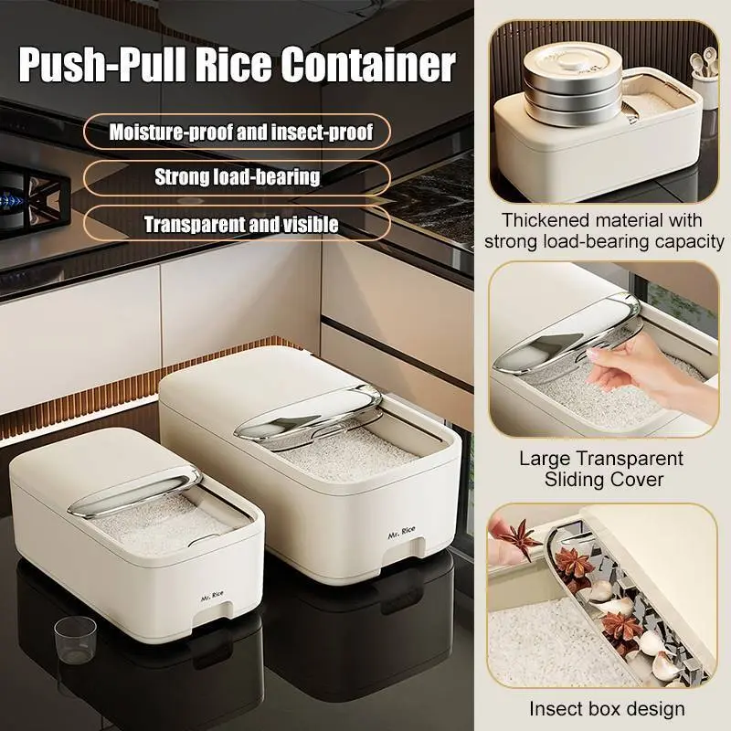 Large Capacity Household Rice Bucket Rice Bucket Large Capacity PushPull Plastic Household