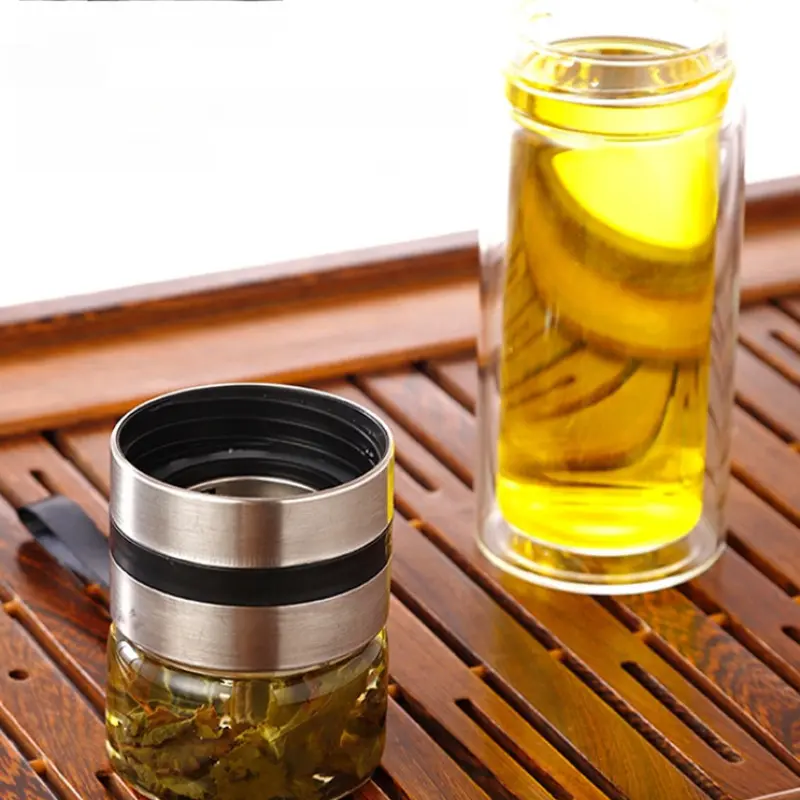 Glass Water Bottle Tea Infuser Bottle Tea Separation Mug Double-Layer Portable Water Cup double-layer glass tea cup