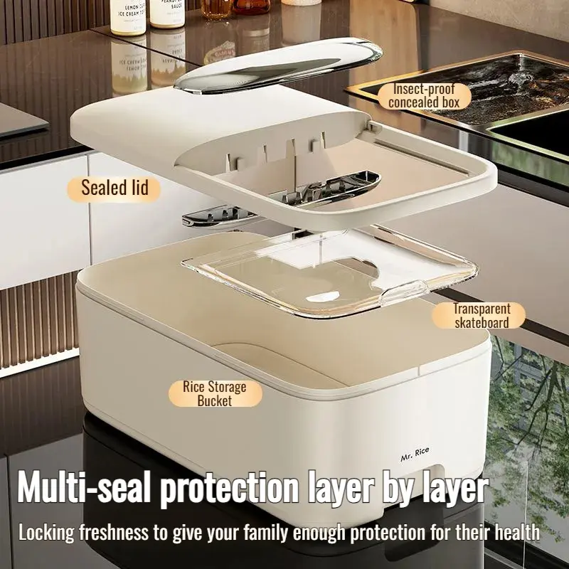 Large Capacity Household Rice Bucket Rice Bucket Large Capacity PushPull Plastic Household