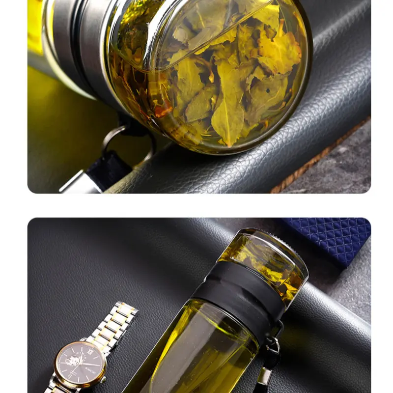 Glass Water Bottle Tea Infuser Bottle Tea Separation Mug Double-Layer Portable Water Cup double-layer glass tea cup