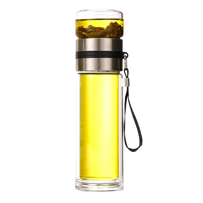 Glass Water Bottle Tea Infuser Bottle Tea Separation Mug Double-Layer Portable Water Cup double-layer glass tea cup