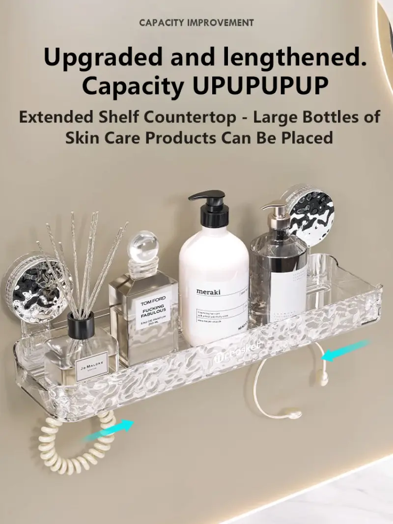 Cosmetics storage rack bathroom suction cup storage rack wall-mounted hanging basket sink storage