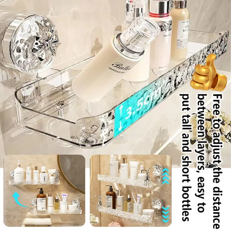 Cosmetics storage rack bathroom suction cup storage rack wall-mounted hanging basket sink storage