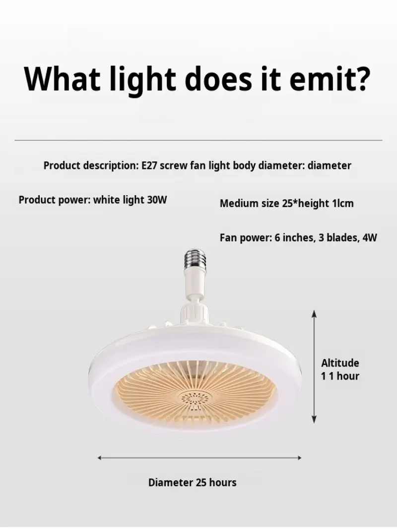2-in-1 Energy Saving Lamp Multifunctional Ceiling Fan E27 With Led Light 360° Rotation Electric Fan