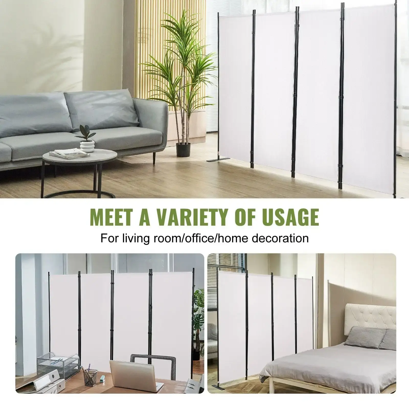 Room Divider, 5.6 ft Room Dividers and Folding Privacy Screens (4-panel), Fabric Partition Room Dividers for Office, Bedroom