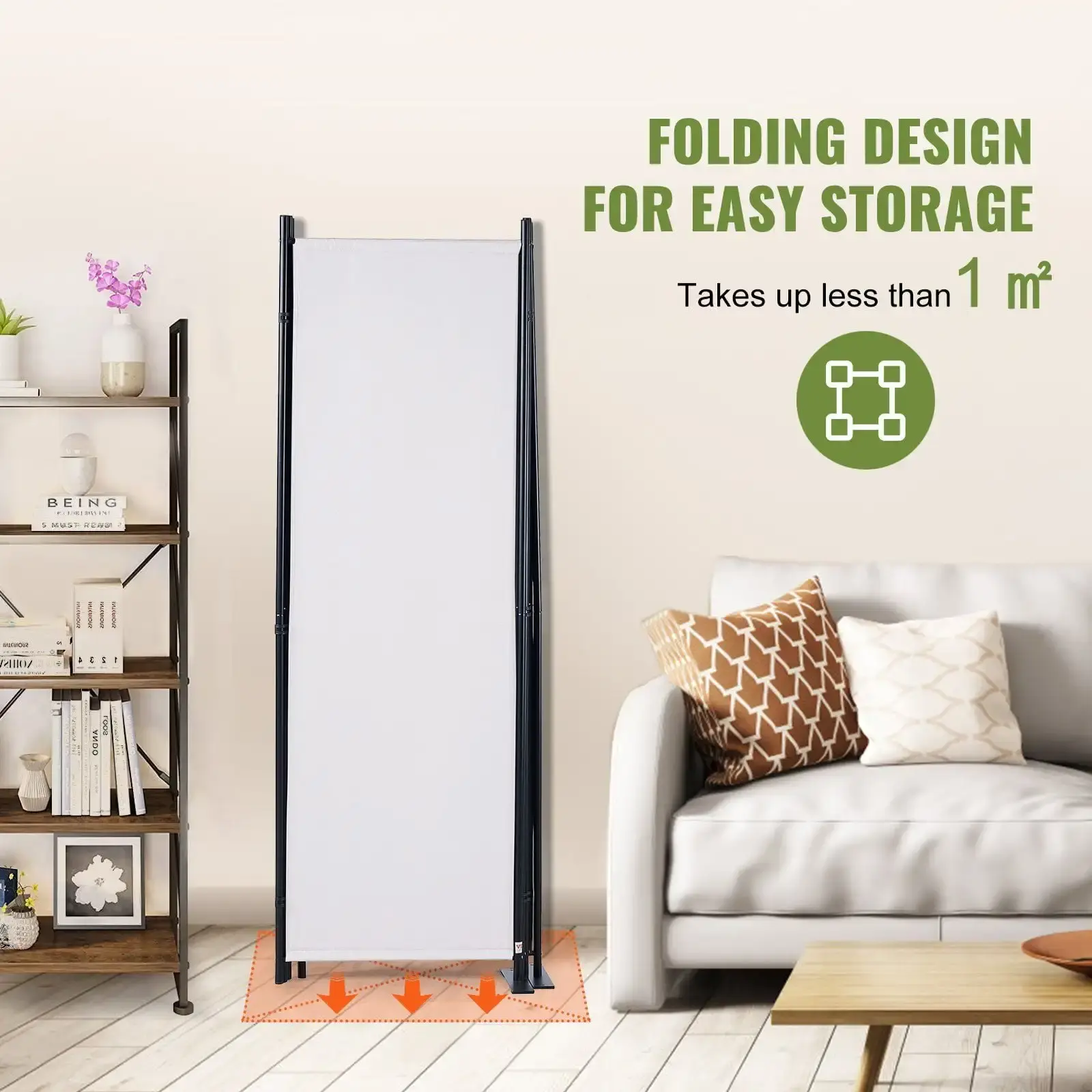 Room Divider, 5.6 ft Room Dividers and Folding Privacy Screens (4-panel), Fabric Partition Room Dividers for Office, Bedroom