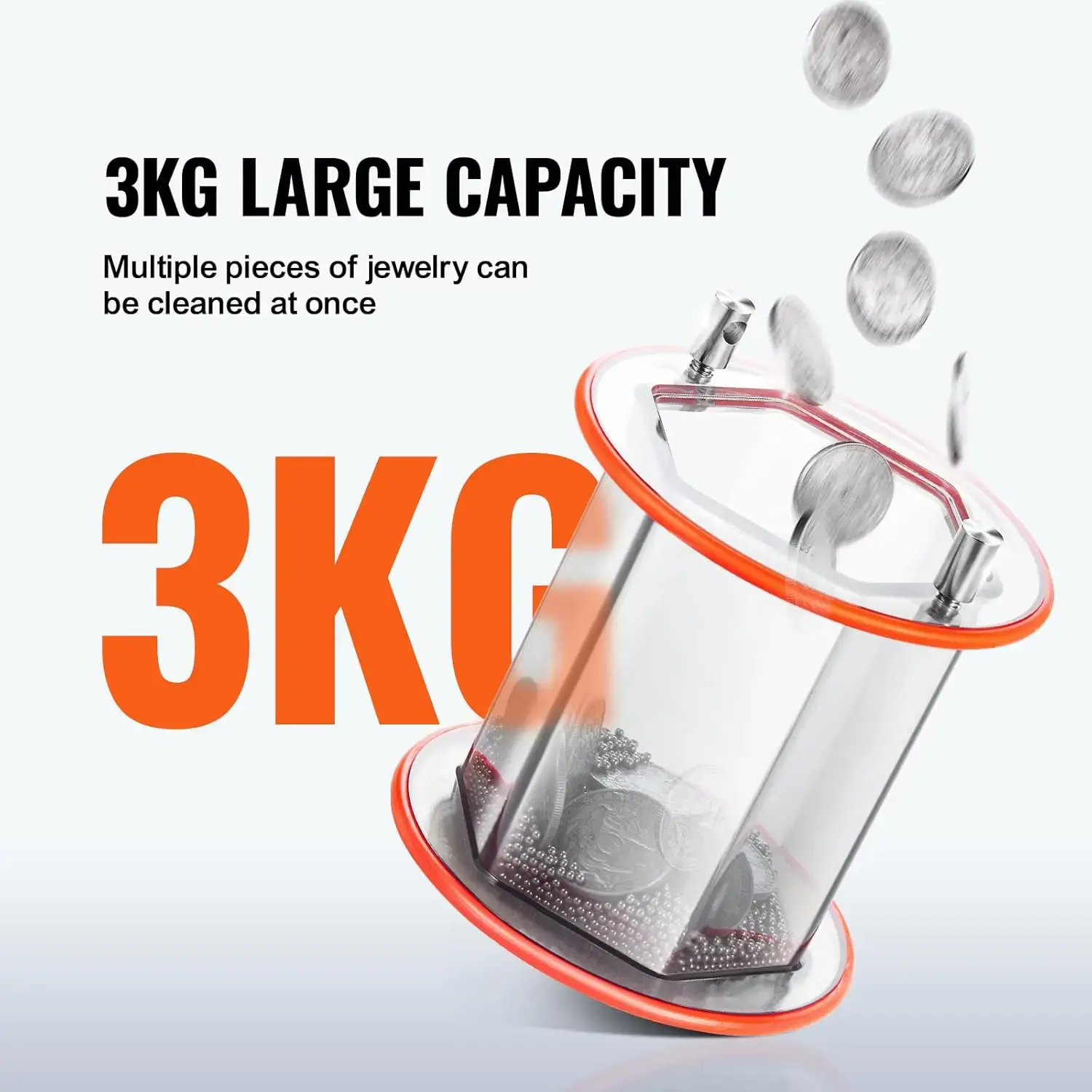 Jewelry Polisher Tumbler, 6.6lbs/3kg Capacity Mini Rotary Tumbler Machine with 0-60 Minutes Timer