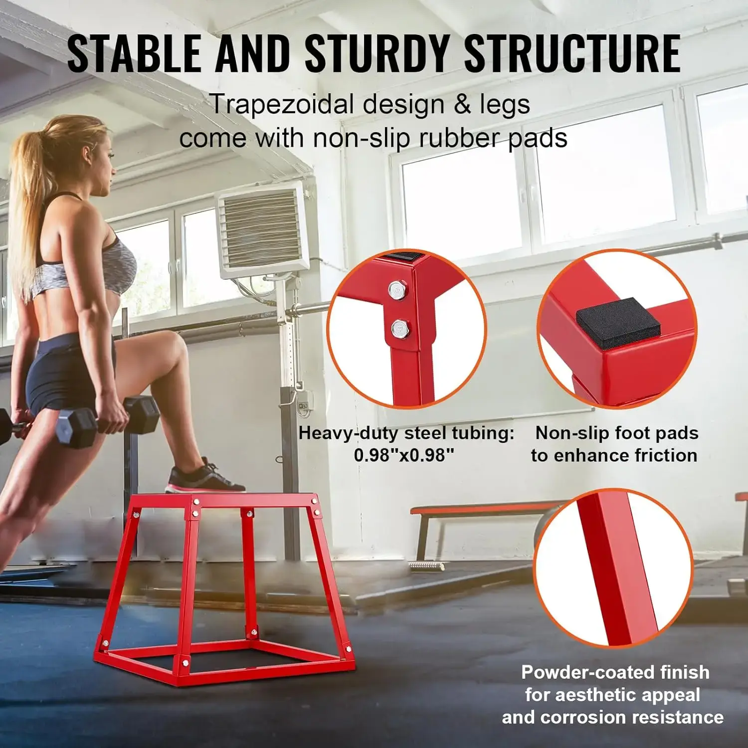 Plyometric Jump Box, 18 Inch Plyo Box, Steel Plyometric Platform and Jumping Agility Box, Anti-Slip Fitness Exercise Step Up Box