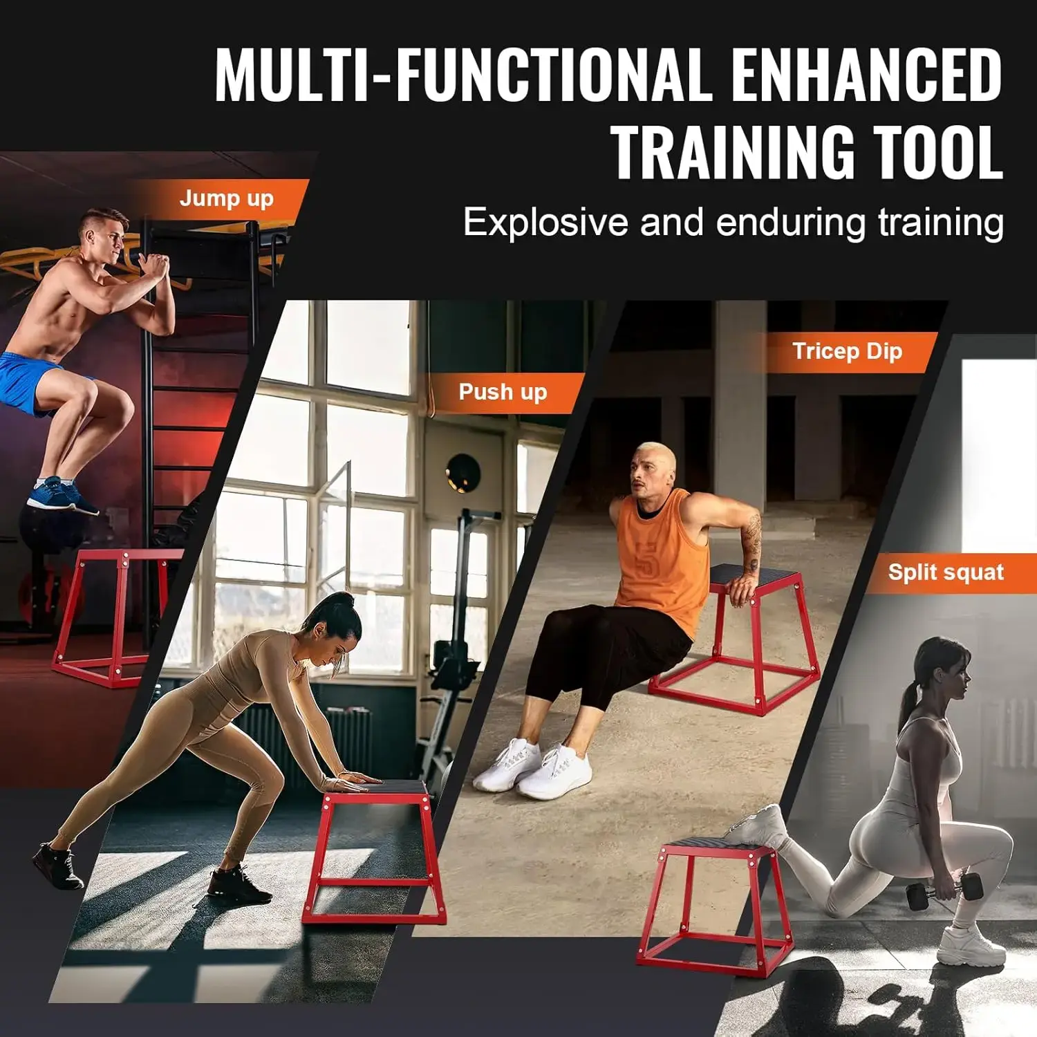 Plyometric Jump Box, 18 Inch Plyo Box, Steel Plyometric Platform and Jumping Agility Box, Anti-Slip Fitness Exercise Step Up Box