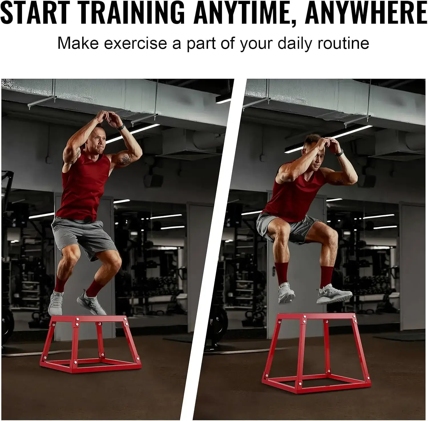 Plyometric Jump Box, 18 Inch Plyo Box, Steel Plyometric Platform and Jumping Agility Box, Anti-Slip Fitness Exercise Step Up Box