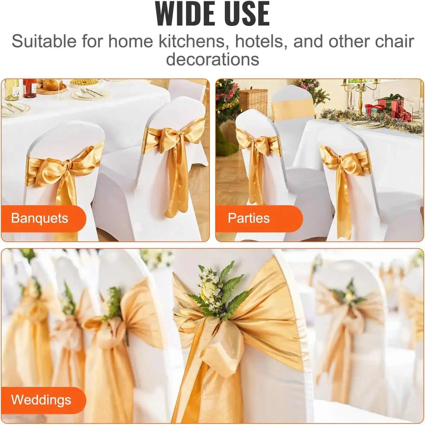 Stretch Spandex Chair Sashes Bows, Chair Slipcover and Stretch Chair Sash, Elastic Chair Bands, Fitting Wedding, Holiday