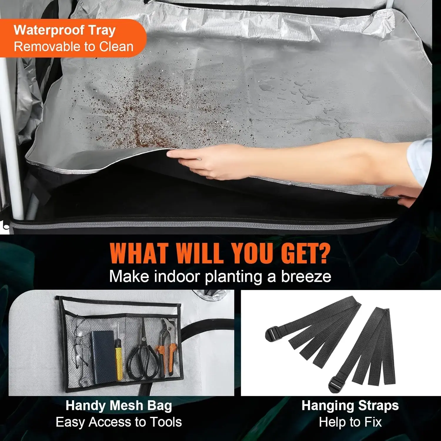 5x5 Grow Tent, 60'' x 60'' x 80'', High Reflective 2000D Mylar Hydroponic Growing Tent with Observation Window