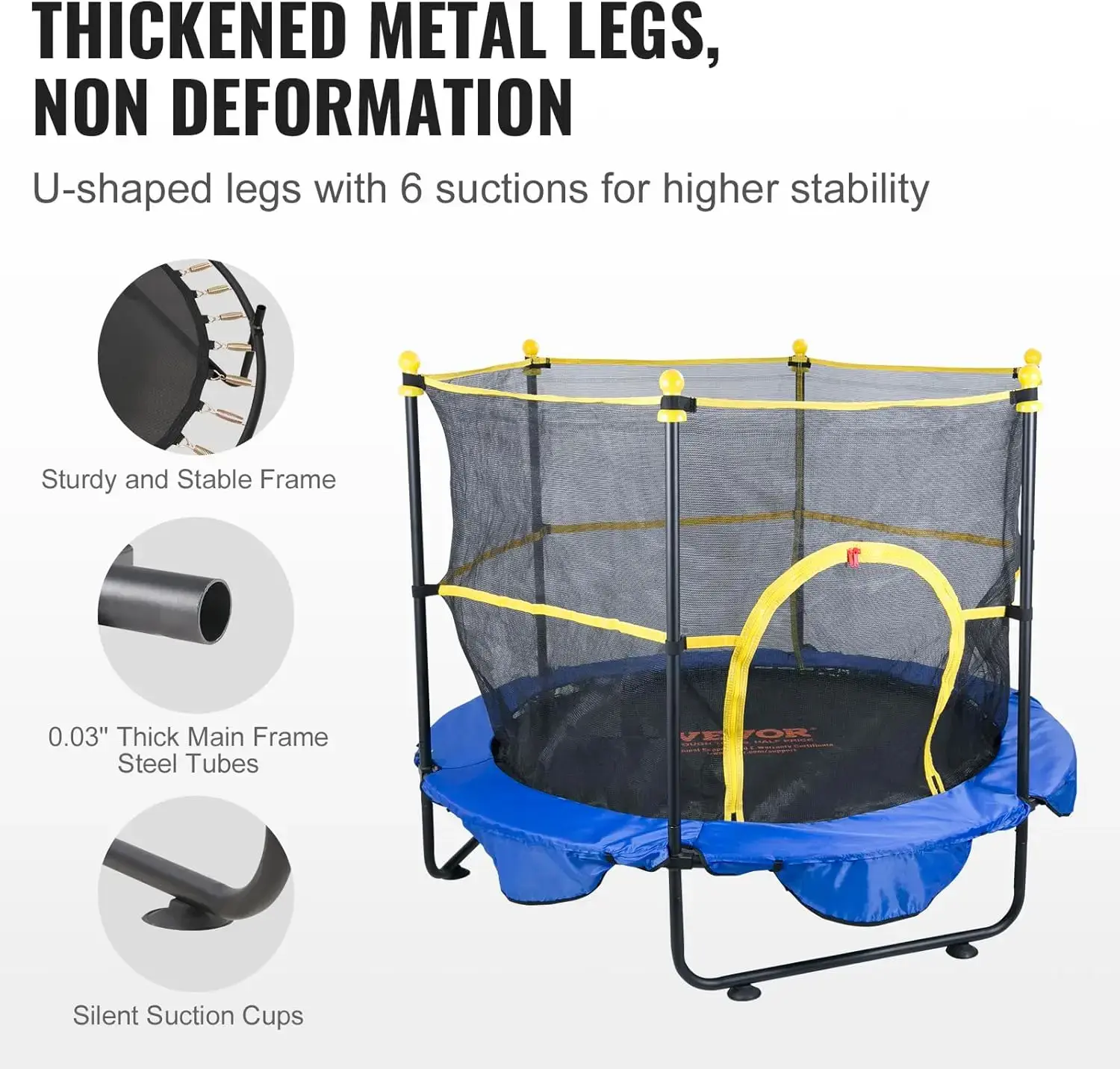 5FT Trampoline for Kids, 60" Indoor Outdoor Trampoline with Safety Enclosure Net, Basketball Hoop and Ocean Balls