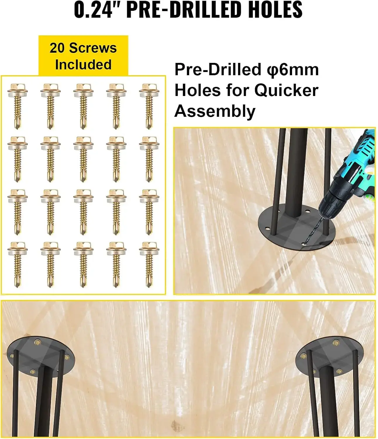 Hairpin Metal Table Legs 28 Inch Desk Set of 4 Heavy Duty Bench Legs 3-Rod Metal Furniture  Wrought Iron Coffee Table