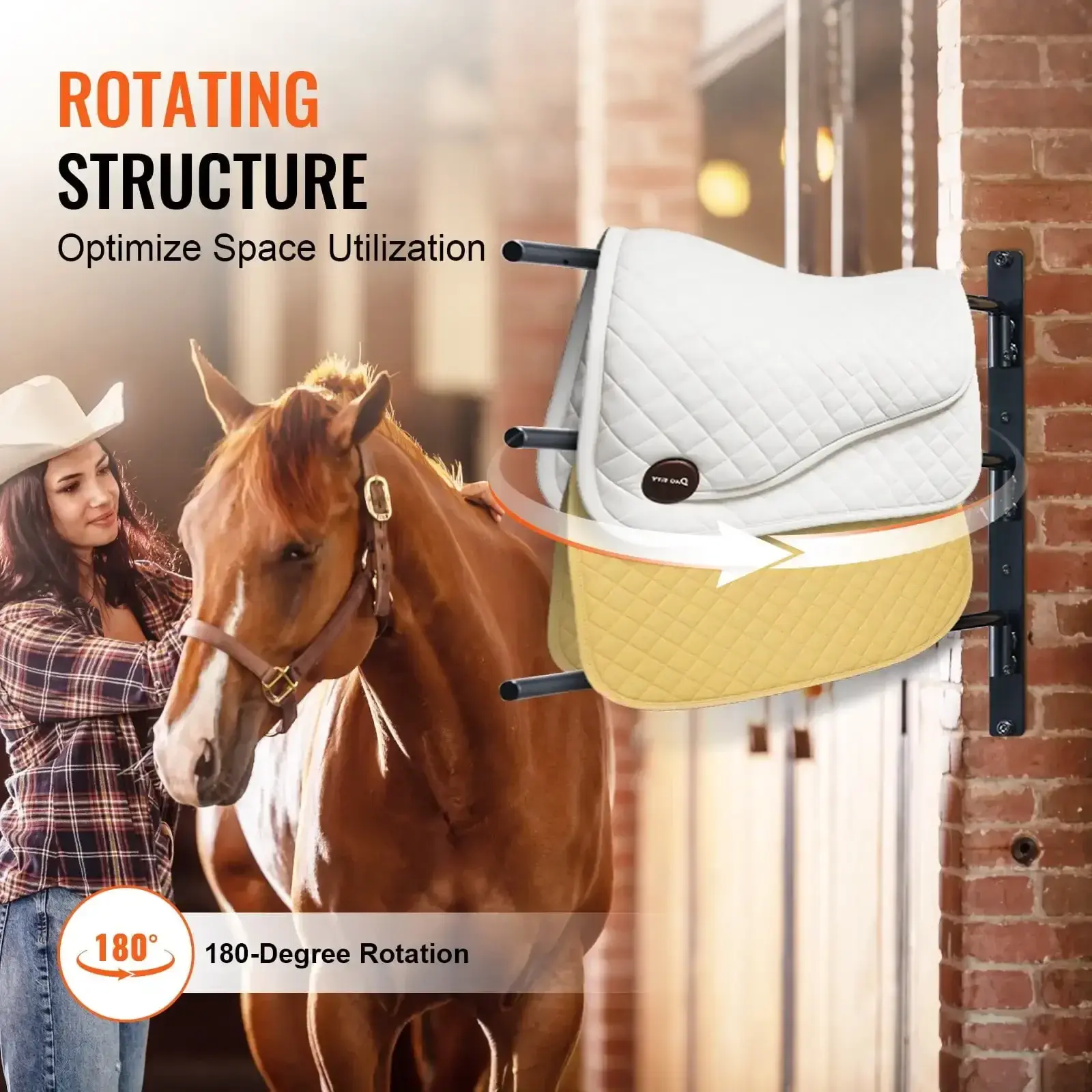 Wall Mounted Saddle Rack Three Tiers Swing Out Saddle Pad Holder