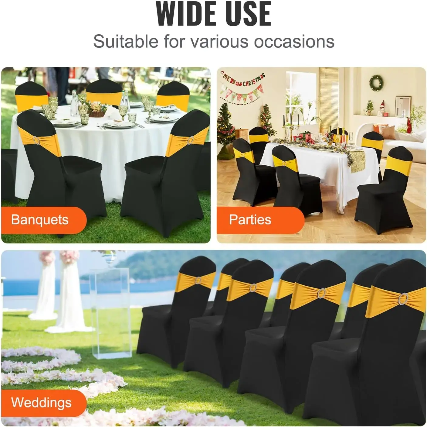 30 Pcs Flat-Front Chair Covers Polyester Spandex Chair Cover Stretch Slipcovers, Wedding, Holiday, Banquet, Party, Celebration