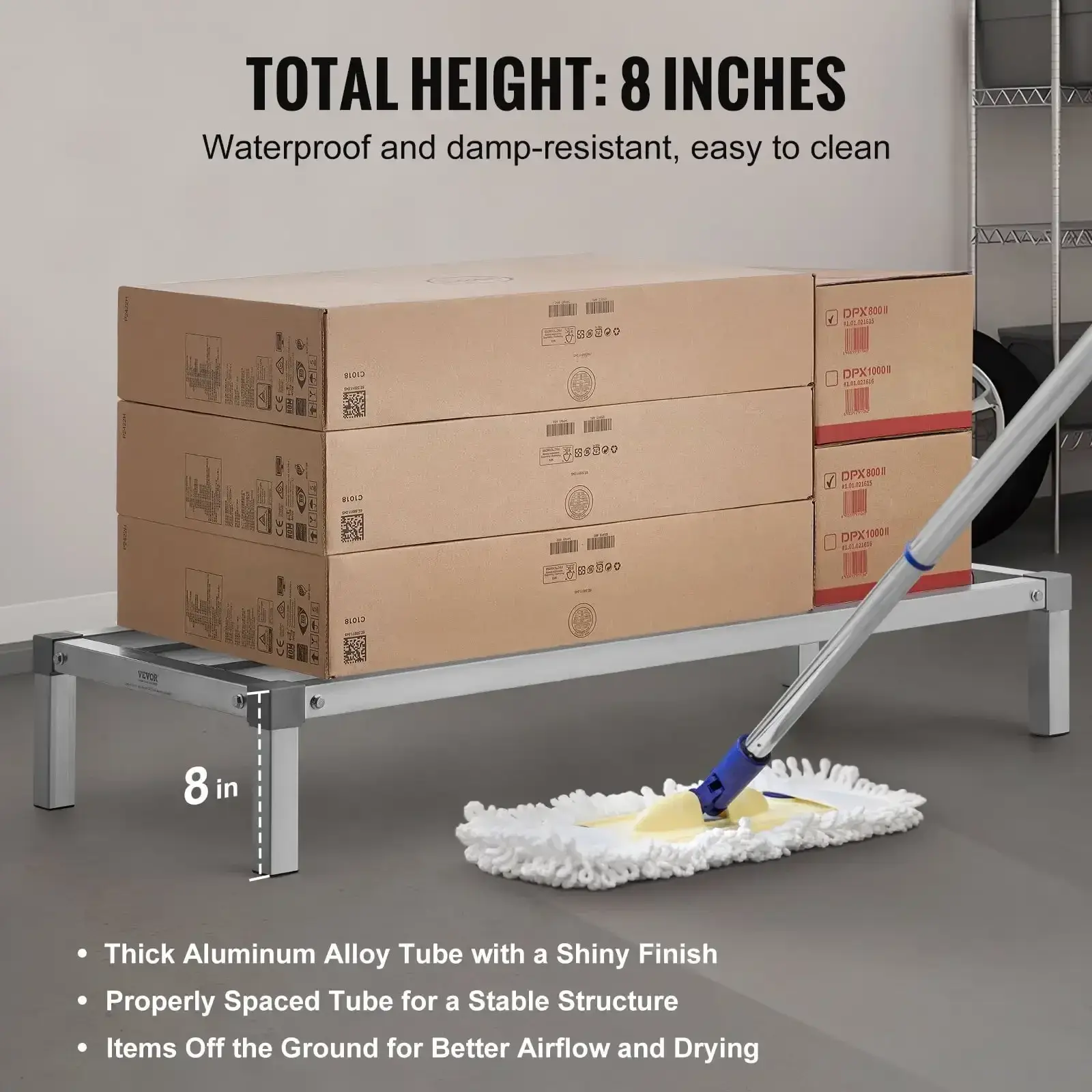 Newly Upgraded！ Aluminum Dunnage Rack Stationary Dunnage Rack 48” x 20” x 8” Storage Rack