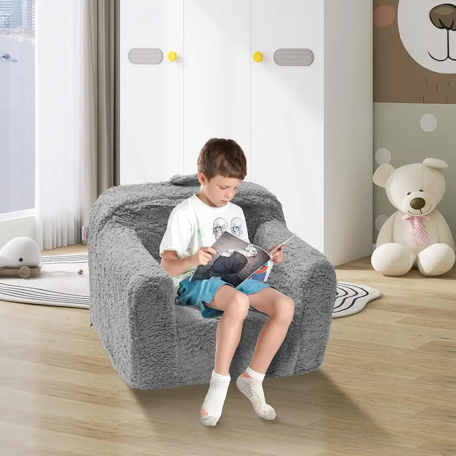 Kids Armchair, Kids Sofa with High-Density 25D Sponge, Snuggly-Soft Toddler Chair