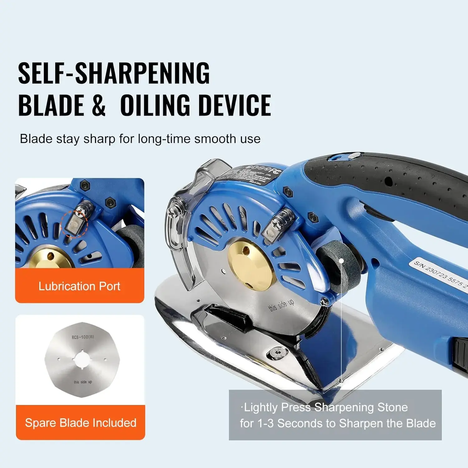 Fabric Cutter, 5-Speed Cordless Electric Rotary Fabric Cutting Machine, 1.1" Cutting Thickness, Octagonal Knife