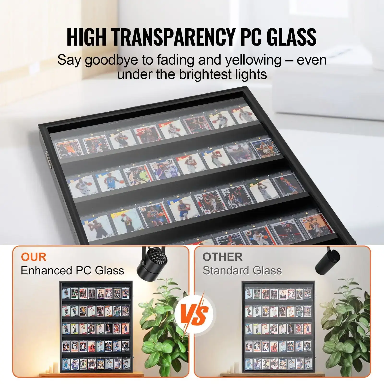 35 Graded Sports Card Display Case, 24.3x30.5x2.1 in, Baseball Card Display Frame with 98% UV Protection Clear View PC Glass