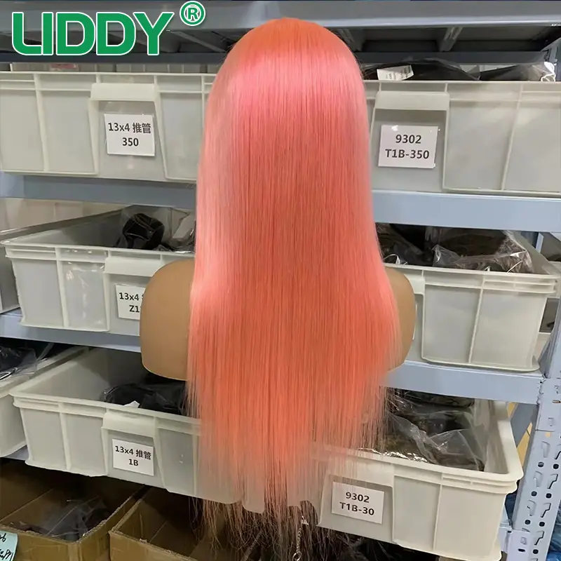 Light Pink 13X4 Transparent Lace Frontal Wigs Straight Lace Front Wig 180 Density 613 Colored Human Hair Wigs For Black Women