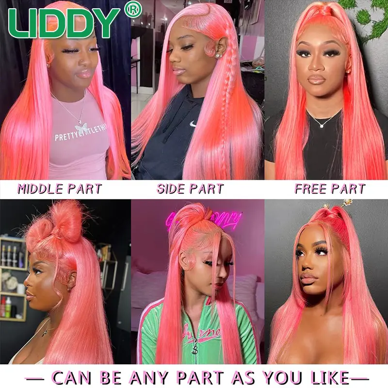 Light Pink 13X4 Transparent Lace Frontal Wigs Straight Lace Front Wig 180 Density 613 Colored Human Hair Wigs For Black Women