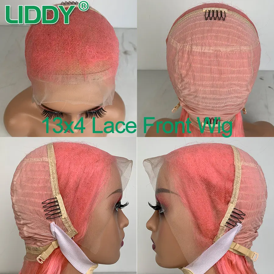 Light Pink 13X4 Transparent Lace Frontal Wigs Straight Lace Front Wig 180 Density 613 Colored Human Hair Wigs For Black Women