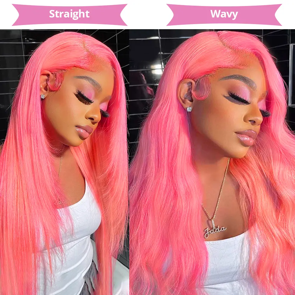 Light Pink 13x4 HD Lace Front Human Hair Wigs For Women Pre Plucked Brazilian Straight HD Lace Frontal Wigs 100% Human Hair Wig