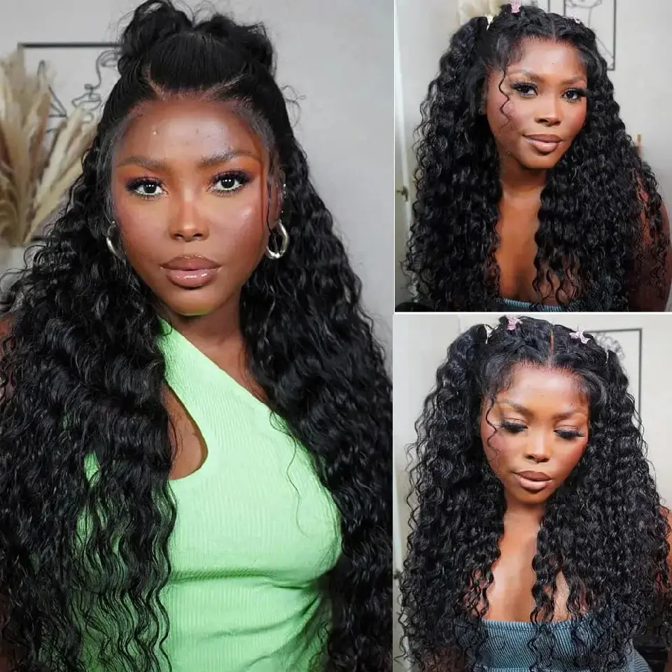 250 % 360 Lace Front Wigs Human Hair Wigs Preplucked Deep Curly 5x5 9x6 Glueless Wig Human Hair Redy to Wear 360 Full Lace Wig